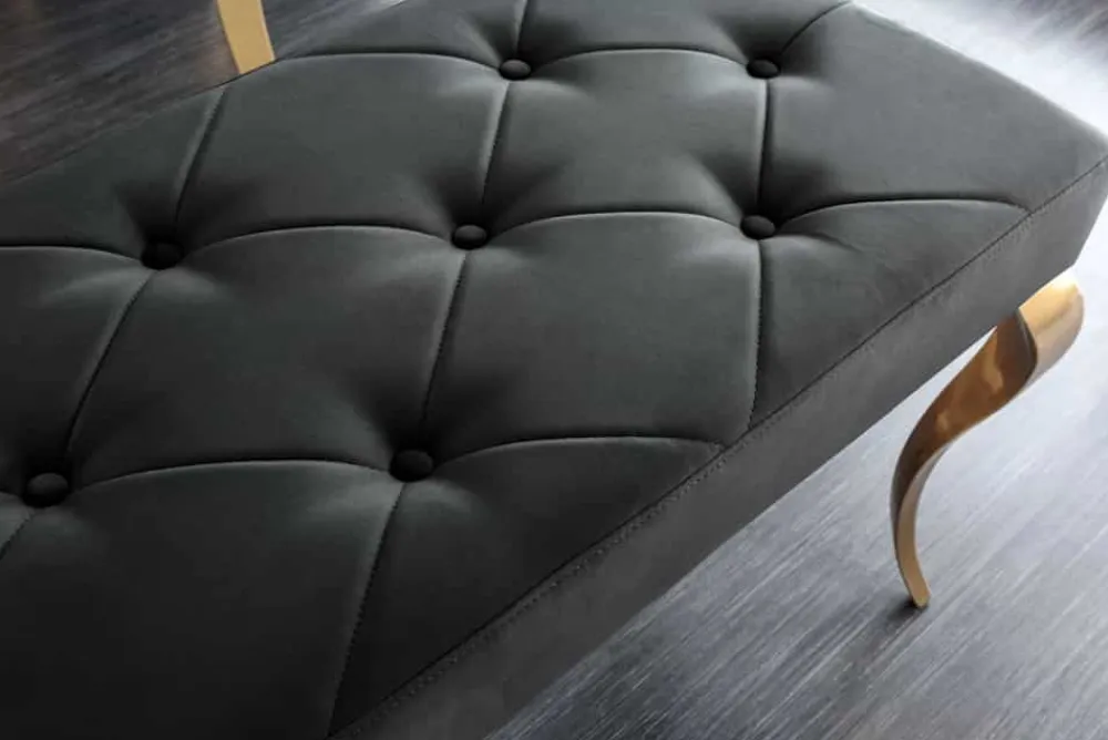 Riess-Ambiente Sitzbänke|Samt Möbel > Design Sitzbank MODERN BAROCK 175cm schwarz Samt gold Edelstahl