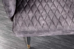 Riess-Ambiente Sitzbänke|Retro Möbel > Design Sitzbank PARIS 160cm grau Samt Rückenlehne goldene Fußkappen Retro