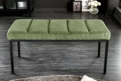 Riess-Ambiente Skandinavisch|Sitzbänke > Design Sitzbank PETIT BEAUTÉ 80cm grün Cord schwarzes Gestell