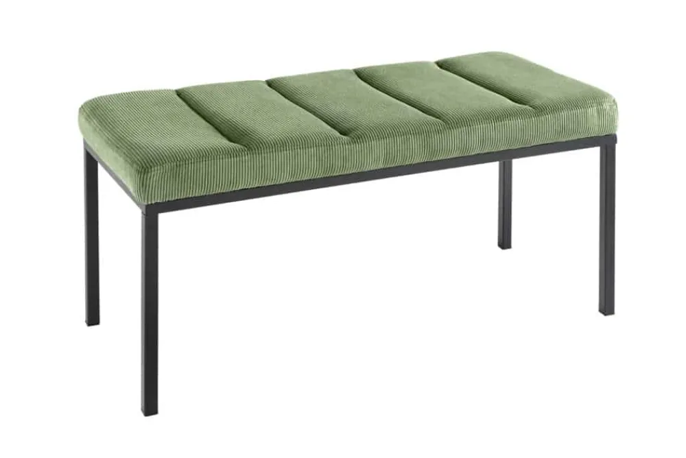 Riess-Ambiente Skandinavisch|Sitzbänke > Design Sitzbank PETIT BEAUTÉ 80cm grün Cord schwarzes Gestell
