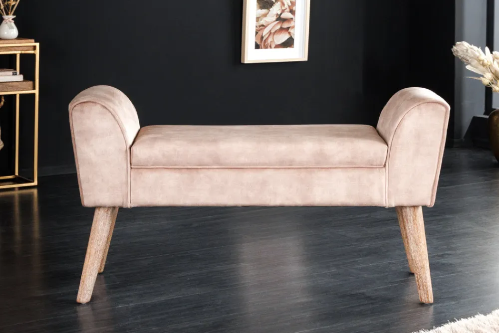 Riess-Ambiente Sitzbänke|Samt Möbel > Design Sitzbank SCARLETT 90cm beige coffee Samt