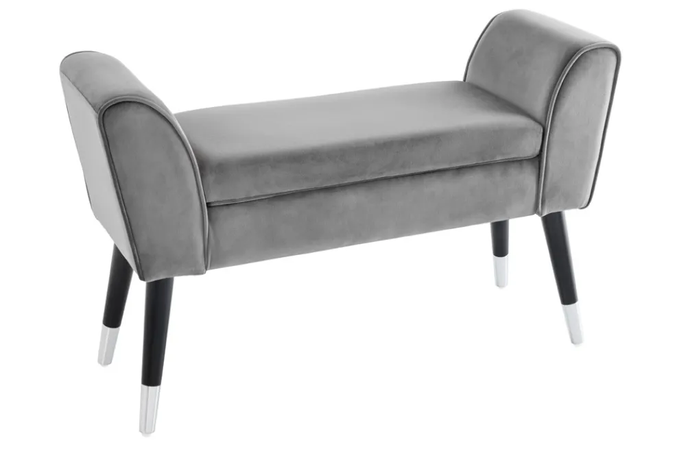 Riess-Ambiente Sitzbänke|Samt Möbel > Design Sitzbank SCARLETT 90cm grau silber Samt