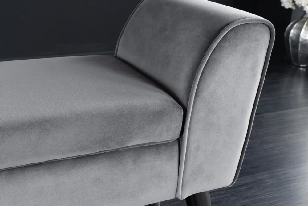 Riess-Ambiente Sitzbänke|Samt Möbel > Design Sitzbank SCARLETT 90cm grau silber Samt