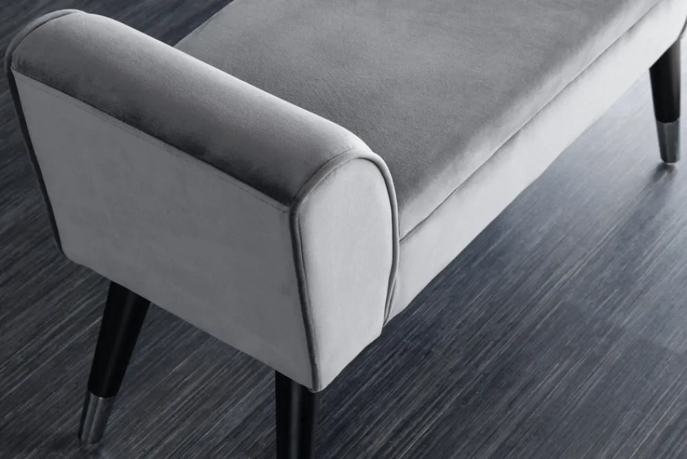 Riess-Ambiente Sitzbänke|Samt Möbel > Design Sitzbank SCARLETT 90cm grau silber Samt