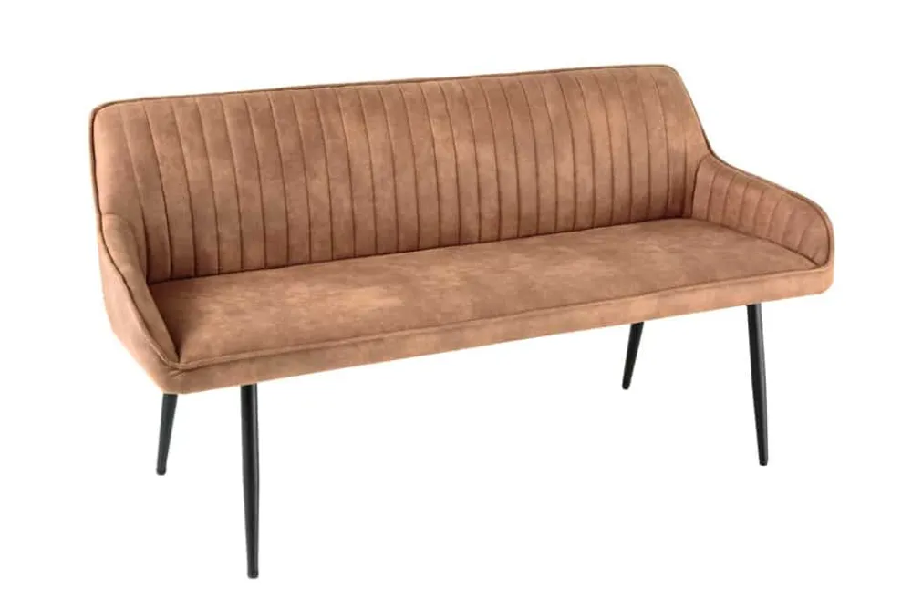 Riess-Ambiente Sitzbänke|Retro Möbel > Design Sitzbank TURIN 160cm braun schwarz Metallbeine mit Armlehne