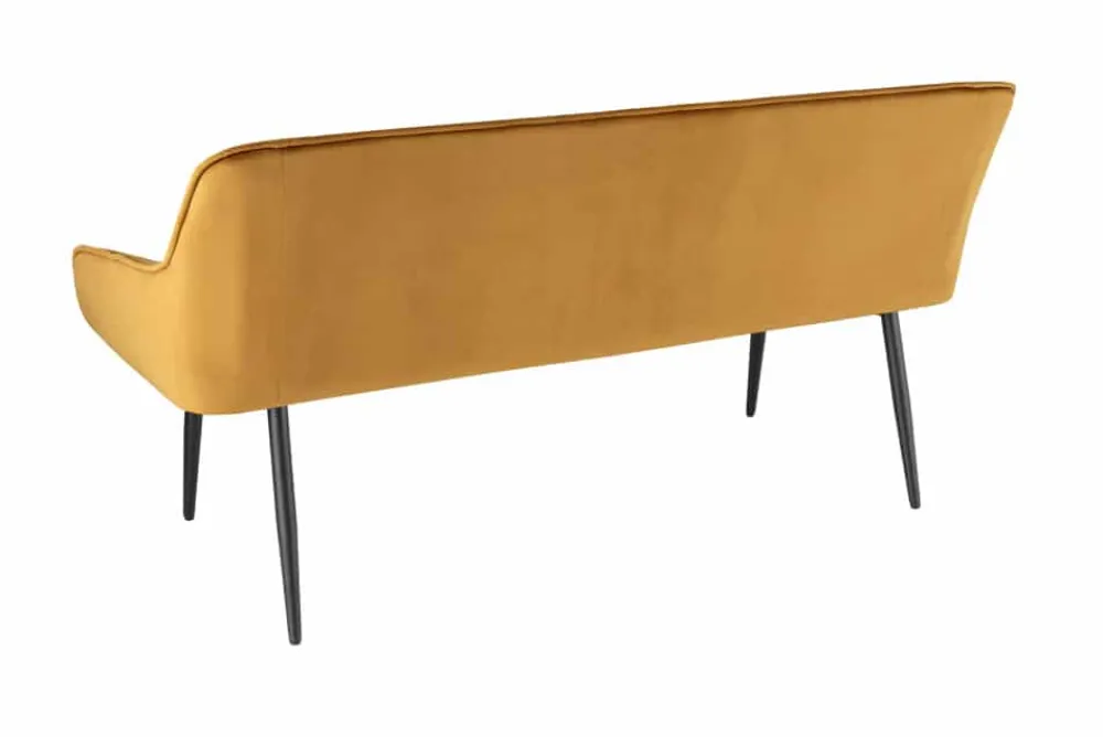 Riess-Ambiente Sitzbänke|Retro Möbel > Design Sitzbank TURIN 160cm senfgelb Samt schwarz Metallbeine Armlehne