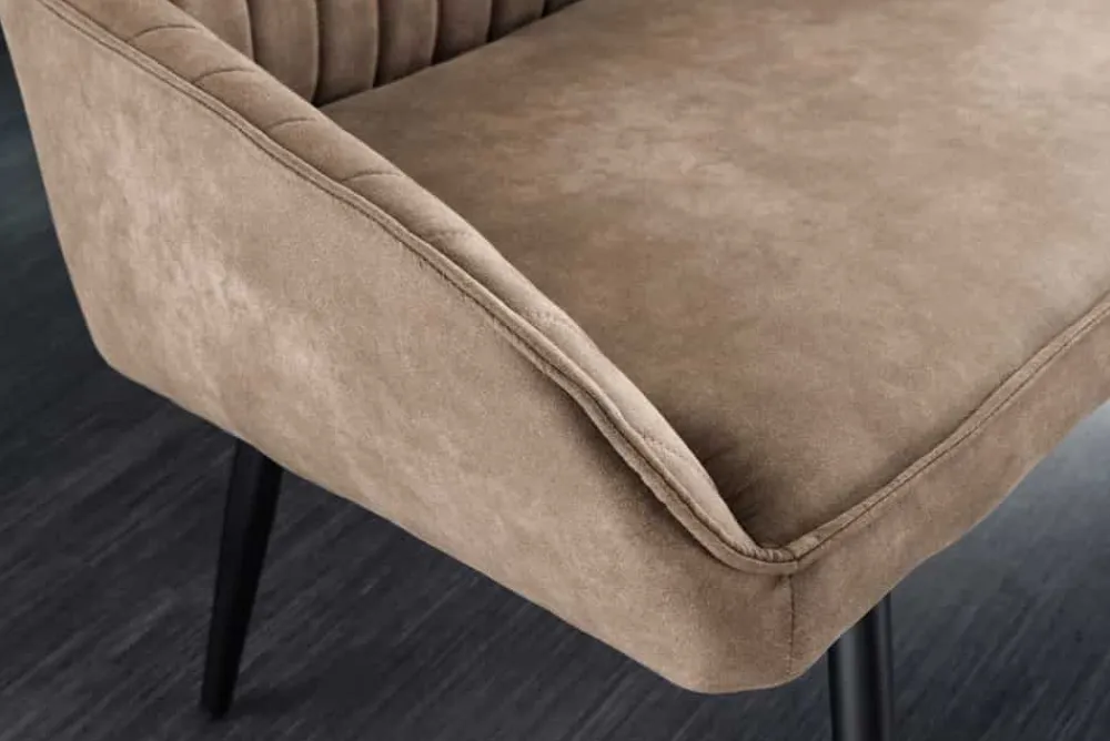 Riess-Ambiente Sitzbänke|Retro Möbel > Design Sitzbank TURIN 160cm taupe schwarz Metallbeine mit Armlehne