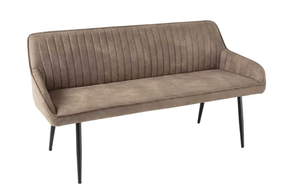 Riess-Ambiente Sitzbänke|Retro Möbel > Design Sitzbank TURIN 160cm taupe schwarz Metallbeine mit Armlehne