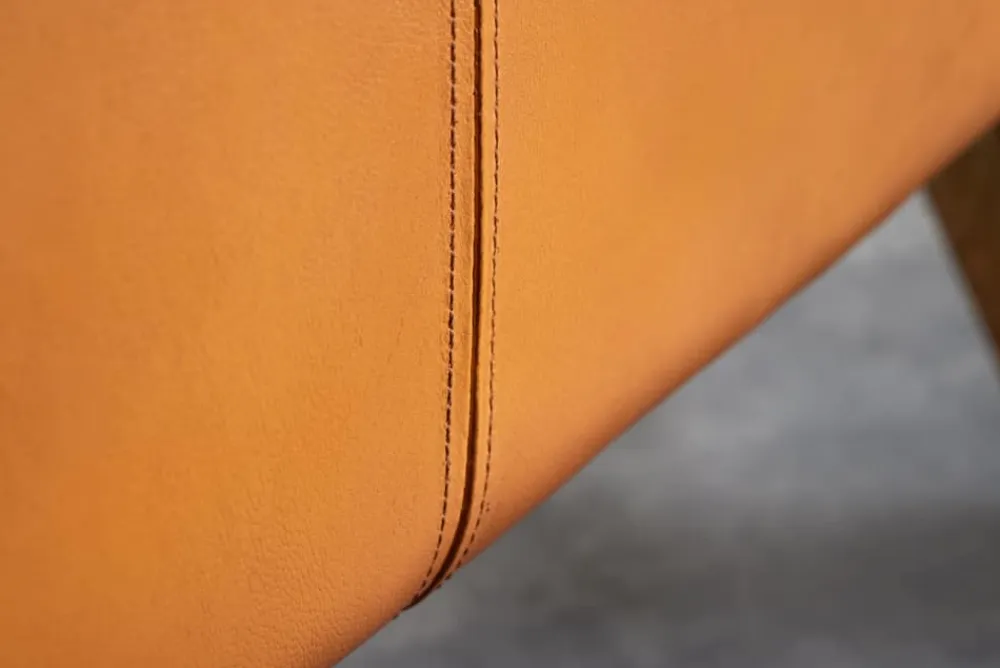 Riess-Ambiente Sitzbänke|Retro Möbel > Design Sitzbank TURNBOCK 100cm cognac Echtleder Mangoholz Retro Sitzhocker