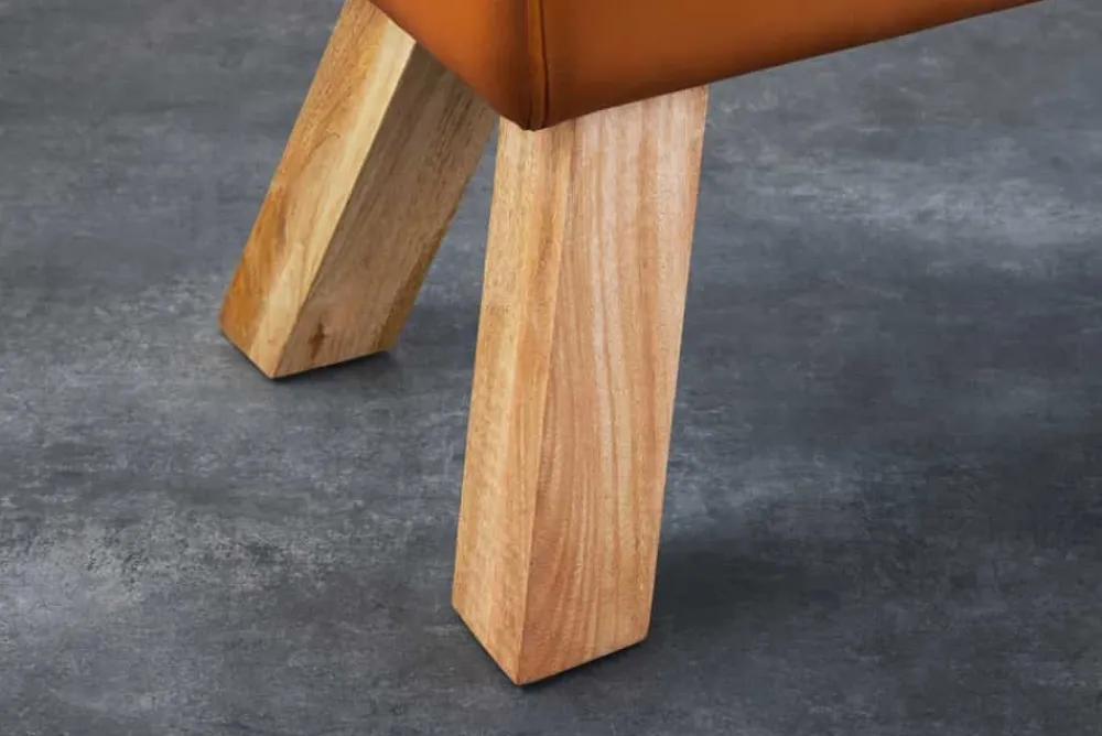 Riess-Ambiente Sitzbänke|Retro Möbel > Design Sitzbank TURNBOCK 100cm cognac Echtleder Mangoholz Retro Sitzhocker