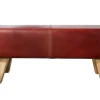 Riess-Ambiente Sitzbänke|Retro Möbel > Design Sitzbank TURNBOCK 100cm coffee Echtleder Mangoholz Retro Sitzhocker