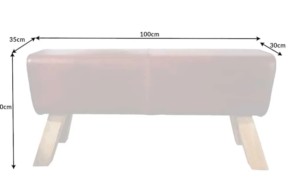 Riess-Ambiente Sitzbänke|Retro Möbel > Design Sitzbank TURNBOCK 100cm coffee Echtleder Mangoholz Retro Sitzhocker