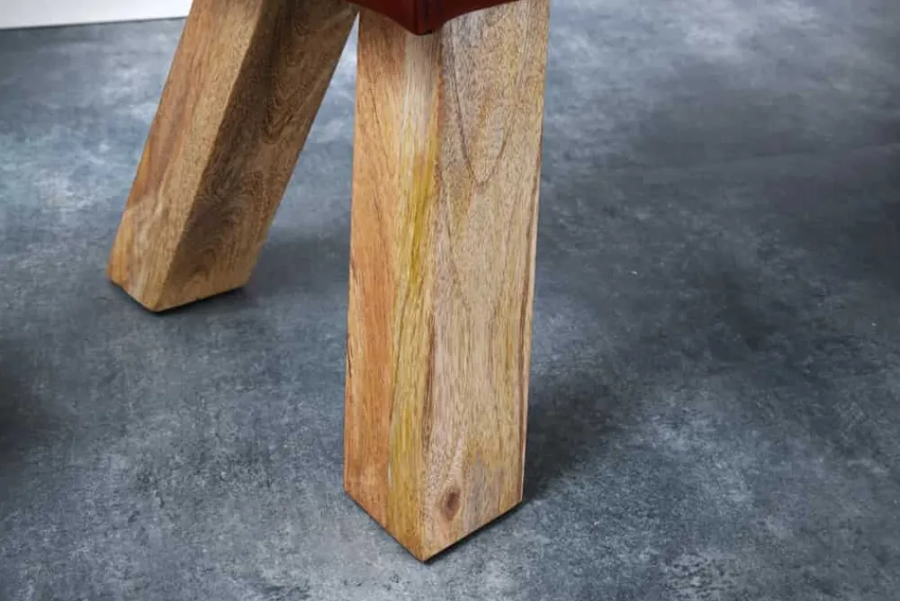 Riess-Ambiente Sitzbänke|Retro Möbel > Design Sitzbank TURNBOCK 100cm coffee Echtleder Mangoholz Retro Sitzhocker