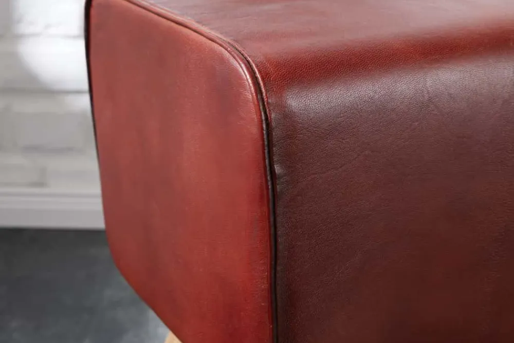 Riess-Ambiente Sitzbänke|Retro Möbel > Design Sitzbank TURNBOCK 100cm coffee Echtleder Mangoholz Retro Sitzhocker