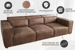 Riess-Ambiente 3-Sitzer Sofa > Design 3-Sitzer Sofa BOSSA NOVA 260cm antik taupe Microfaser Couch Wohnzimmer