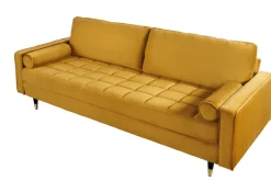 Riess-Ambiente Samt Möbel|3-Sitzer Sofa > Design 3-Sitzer Sofa COZY VELVET 220cm senfgelb Samt Federkern