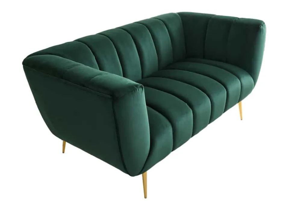 Riess-Ambiente 2-Sitzer Sofa|Goldene Möbel > Design 2-Sitzer Sofa NOBLESSE 165cm smaragdgrün Samt Federkern goldene Metallfüße