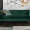Riess-Ambiente Goldene Möbel|Samt Möbel > Design 3-Sitzer Sofa NOBLESSE 225cm smaragdgrün Samt Federkern goldene Metallfüße