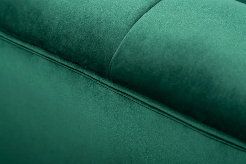 Riess-Ambiente Goldene Möbel|Samt Möbel > Design 3-Sitzer Sofa NOBLESSE 225cm smaragdgrün Samt Federkern goldene Metallfüße