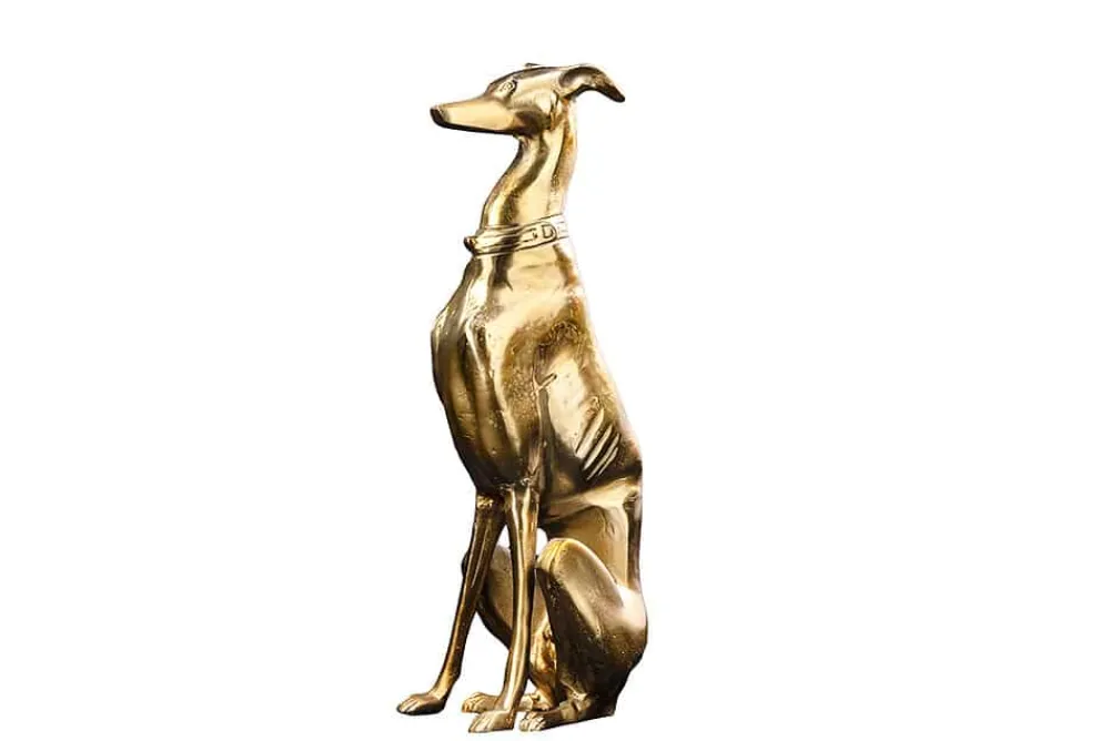 Riess-Ambiente Dekoration > Design Skulptur GREYHOUND 70cm gold Metall Aluminium Windhund Figur