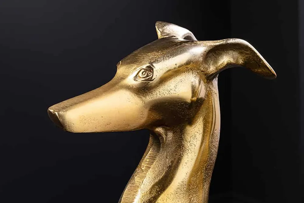 Riess-Ambiente Dekoration > Design Skulptur GREYHOUND 70cm gold Metall Aluminium Windhund Figur