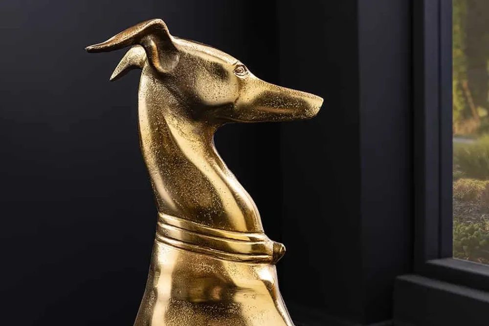 Riess-Ambiente Dekoration > Design Skulptur GREYHOUND 70cm gold Metall Aluminium Windhund Figur