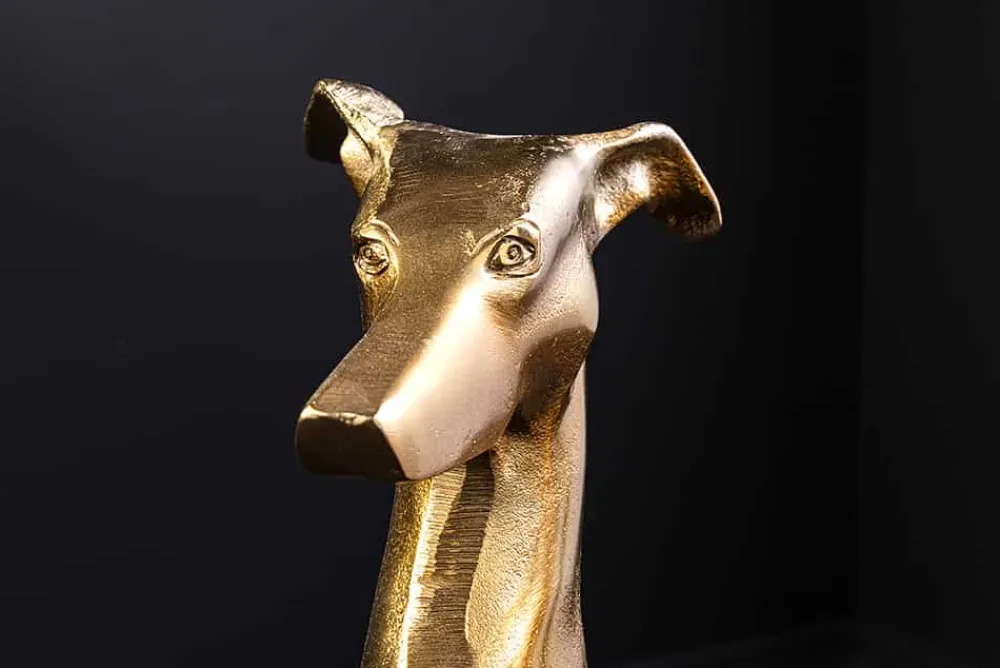 Riess-Ambiente Dekoration > Design Skulptur GREYHOUND 70cm gold Metall Aluminium Windhund Figur