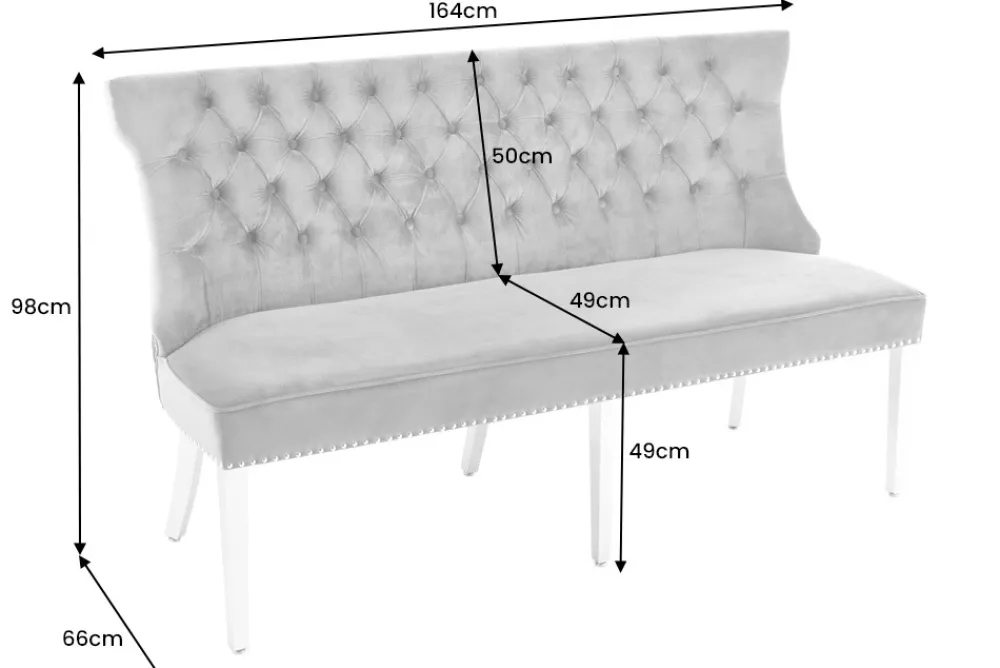 Riess-Ambiente Sitzbänke|Samt Möbel > Design Sofabank CASTLE DELUXE 165cm grau Samt Löwenkopf Chesterfield Barock