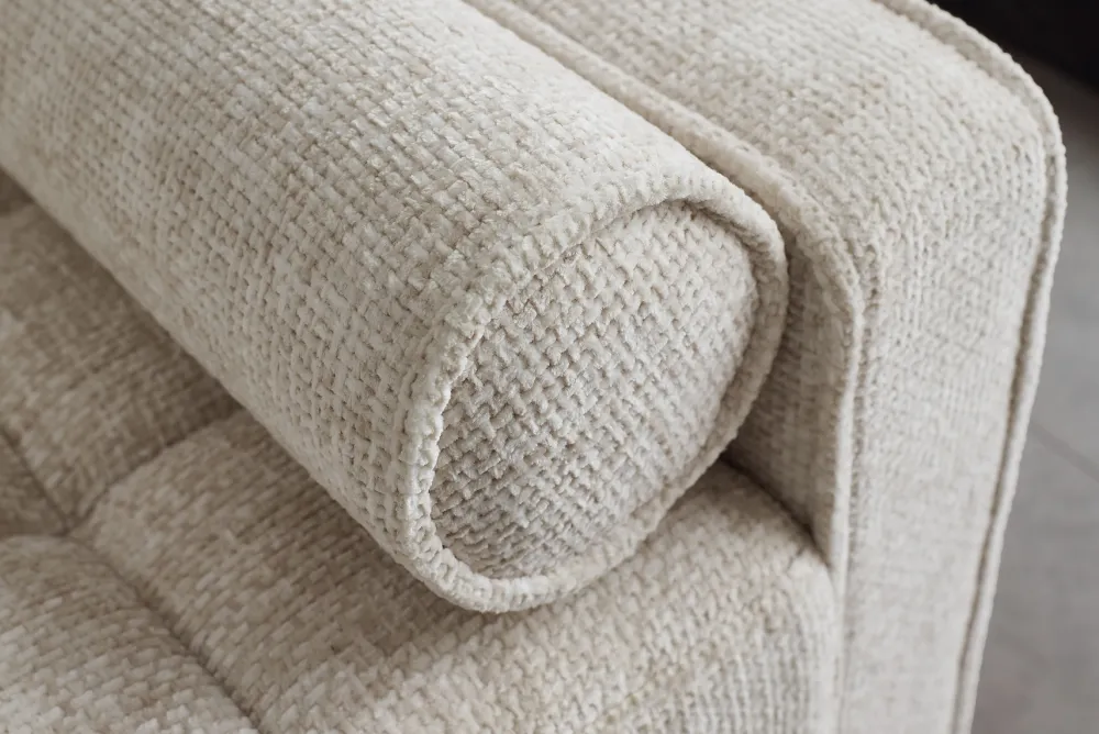 Riess-Ambiente 3-Sitzer Sofa > Design Sofa COZY VELVET 220cm beige Chenille Federkern 3-Sitzer mit goldener Kappe