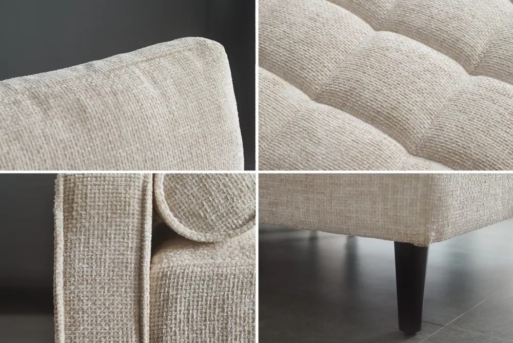 Riess-Ambiente 3-Sitzer Sofa > Design Sofa COZY VELVET 220cm beige Chenille Federkern 3-Sitzer mit goldener Kappe