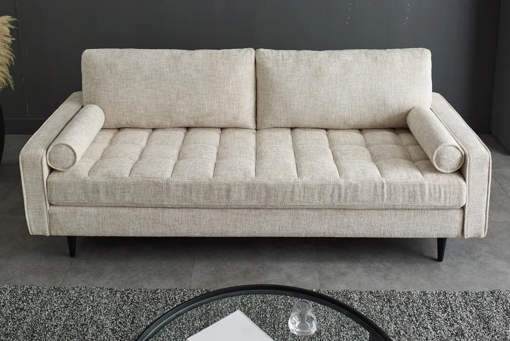 Riess-Ambiente 3-Sitzer Sofa > Design Sofa COZY VELVET 220cm beige Chenille Federkern 3-Sitzer mit goldener Kappe
