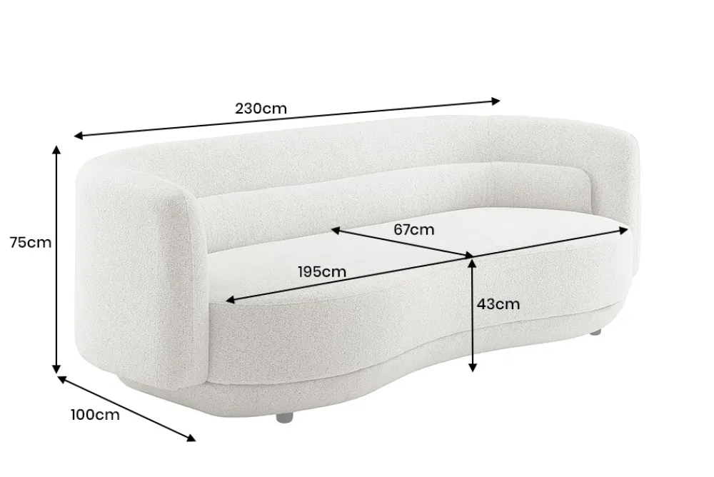 Riess-Ambiente 3-Sitzer Sofa > Design Sofa GATSBY 230cm beige Chenille Federkern 3-Sitzer Couch Rundum-Bezug