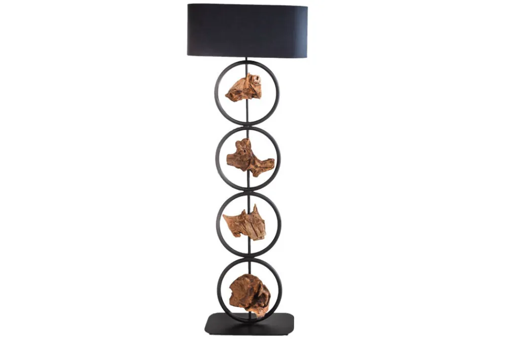 Riess-Ambiente Mehr...|Mehr... > Design Stehlampe ELEMENTS 147cm schwarz Baumwollschirm Fuß mit Massivholz