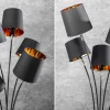 Riess-Ambiente Goldene Möbel|Retro Möbel > Design Stehlampe LEVELS 176cm mit 5 Leinenschirmen schwarz gold Stehleuchte