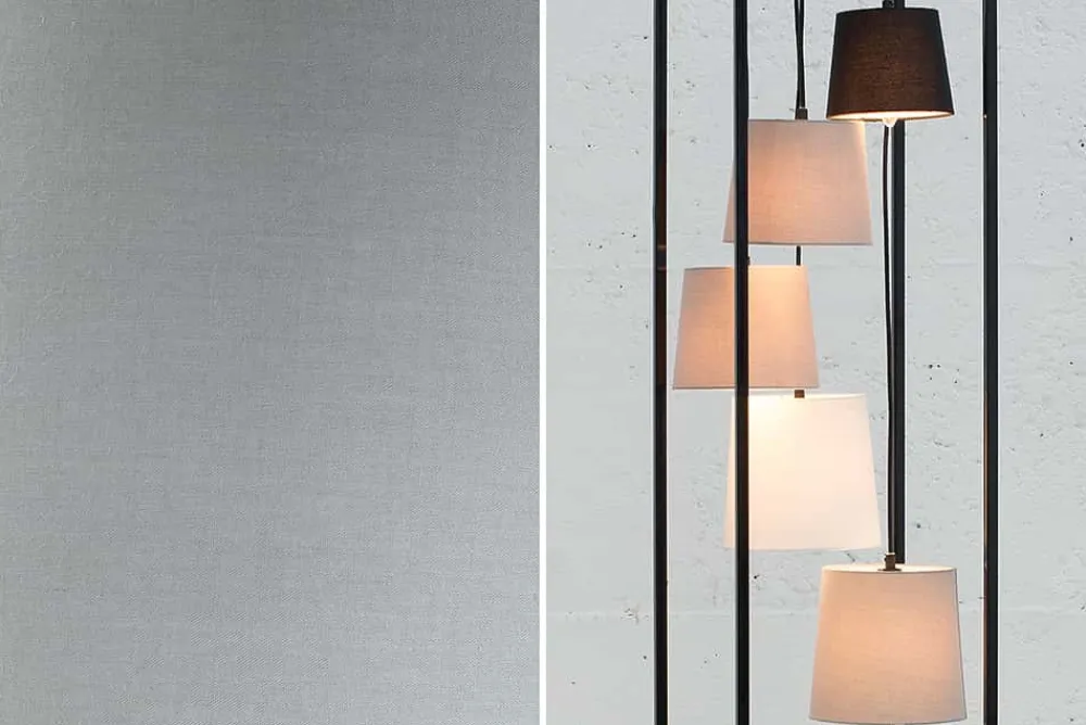 Riess-Ambiente Retro Möbel|Stehleuchten > Design Stehlampe LEVELS 180cm schwarz grau 5 Leinenschirme