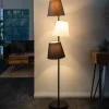 Riess-Ambiente Retro Möbel|Stehleuchten > Design Stehlampe LEVELS 163cm schwarz grau mit 3 Leinenschirmen