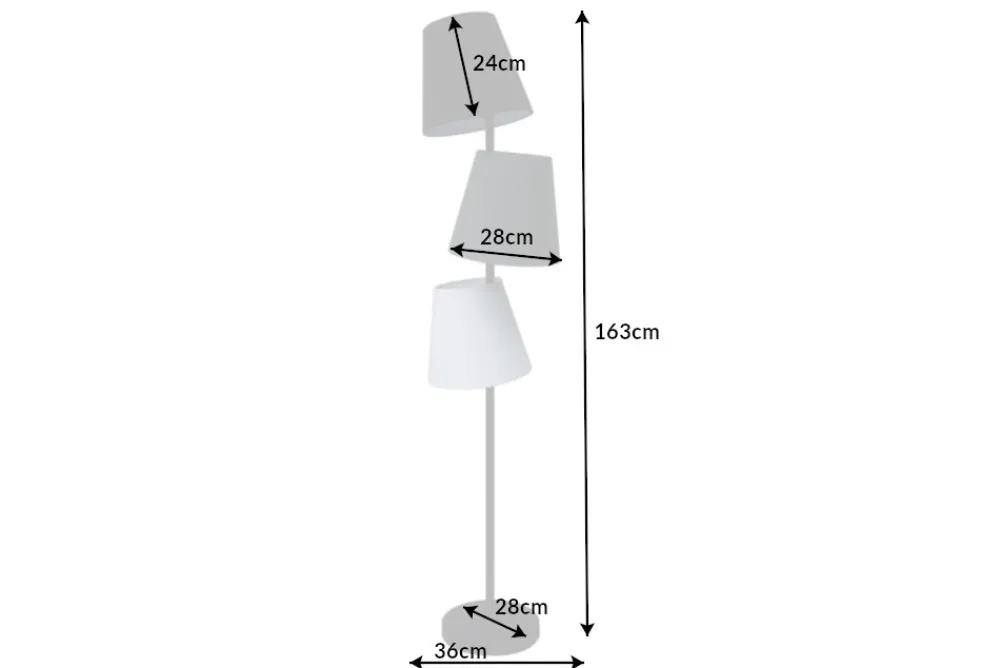 Riess-Ambiente Retro Möbel|Stehleuchten > Design Stehlampe LEVELS 163cm schwarz grau mit 3 Leinenschirmen