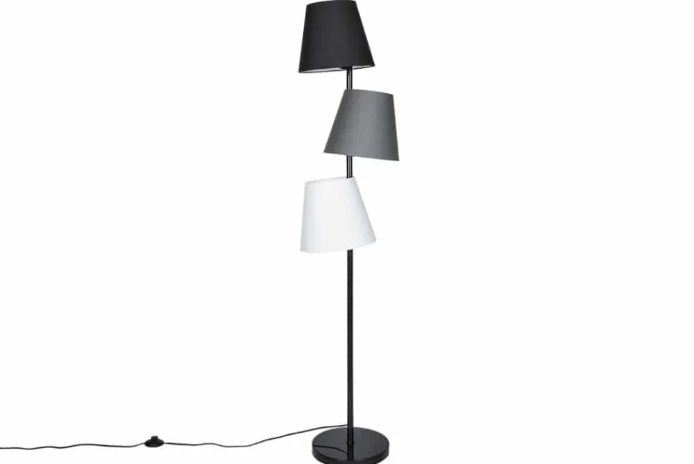 Riess-Ambiente Retro Möbel|Stehleuchten > Design Stehlampe LEVELS 163cm schwarz grau mit 3 Leinenschirmen