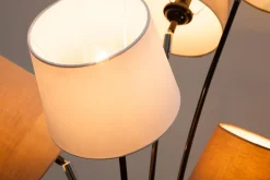 Riess-Ambiente Retro Möbel|Stehleuchten > Design Stehlampe LEVELS 176cm weiß beige braun mit 5 Leinenschirmen