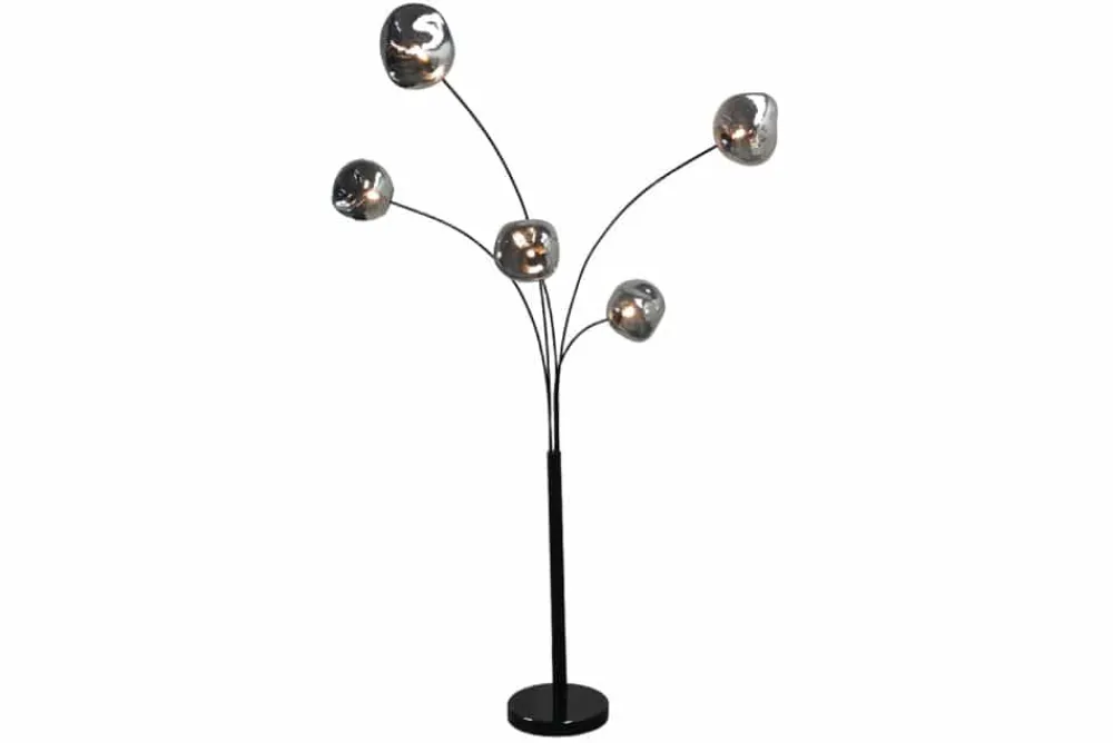 Riess-Ambiente Stehleuchten > Design Stehlampe LIQUID DIAMOND 200cm schwarz smoke grau fünf Glasschirme mit Marmorfuß