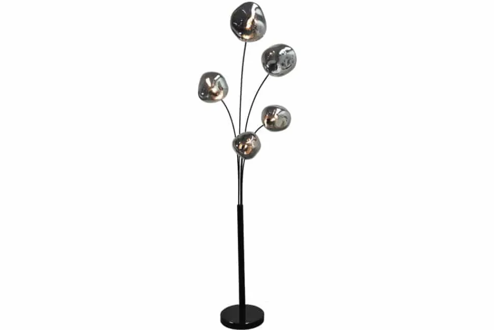 Riess-Ambiente Stehleuchten > Design Stehlampe LIQUID DIAMOND 200cm schwarz smoke grau fünf Glasschirme mit Marmorfuß