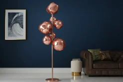 Riess-Ambiente Industrial Loft|Stehleuchten > Design Stehlampe LIQUID DIAMOND 170cm kupfer Glas Stahl sieben Schirme Kugelleuchte