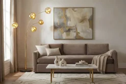 Riess-Ambiente Goldene Möbel|Stehleuchten > Design Stehlampe LIQUID DIAMOND 200cm gold fünf Glasschirme mit Marmorfuß