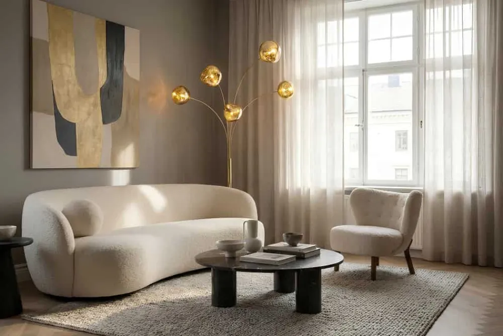 Riess-Ambiente Goldene Möbel|Stehleuchten > Design Stehlampe LIQUID DIAMOND 200cm gold fünf Glasschirme mit Marmorfuß