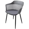 Riess-Ambiente Skandinavisch|Retro Möbel > Design Stuhl AIRE grau Kunststoff Stahlgestell Indoor Outdoor inkl. Kissen