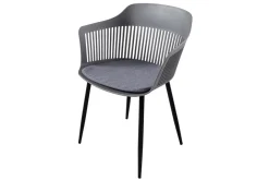 Riess-Ambiente Skandinavisch|Retro Möbel > Design Stuhl AIRE grau Kunststoff Stahlgestell Indoor Outdoor inkl. Kissen