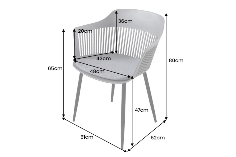 Riess-Ambiente Skandinavisch|Retro Möbel > Design Stuhl AIRE grau Kunststoff Stahlgestell Indoor Outdoor inkl. Kissen