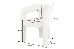 Riess-Ambiente Stühle > Design Stuhl ARCH creme weiß Chenille mit Armlehne Rundum-Bezug