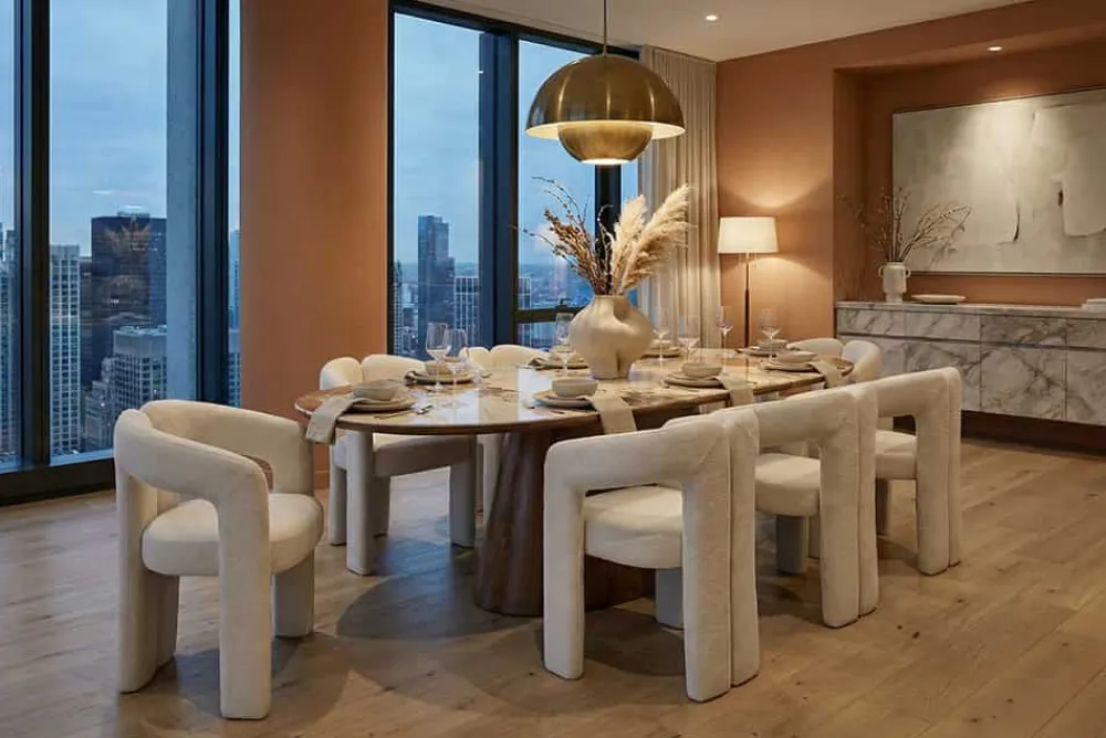 Riess-Ambiente Stühle > Design Stuhl ARCH creme weiß Chenille mit Armlehne Rundum-Bezug