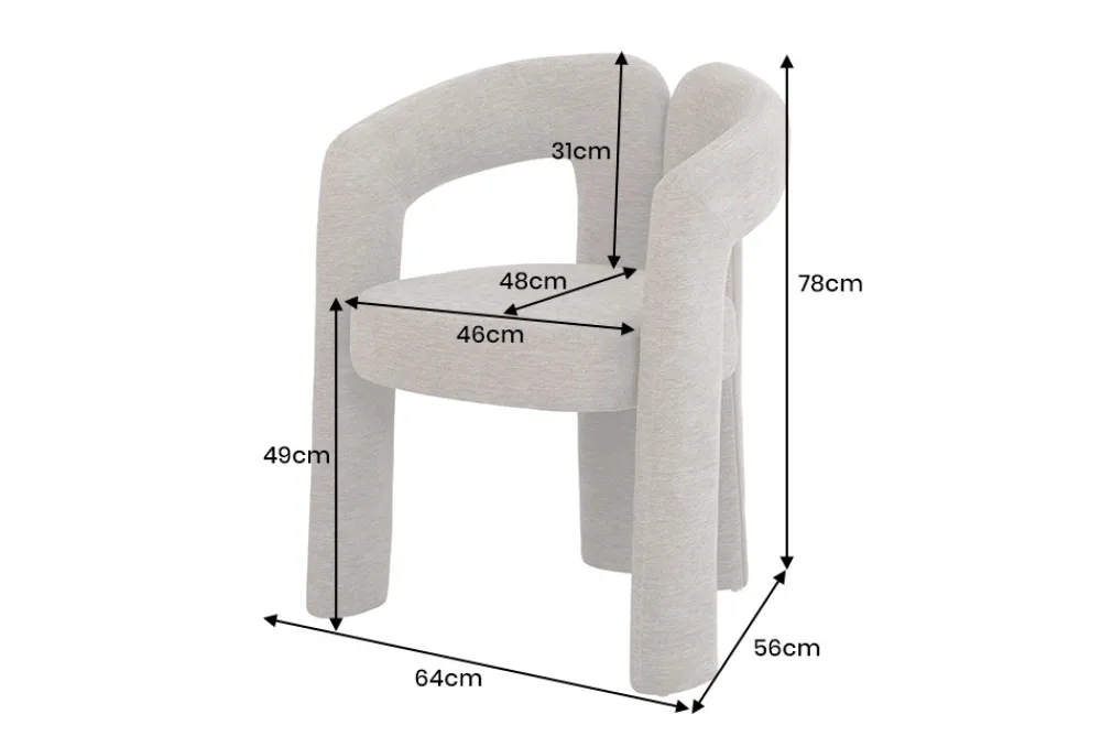 Riess-Ambiente Stühle > Design Stuhl ARCH greige Chenille mit Armlehne Rundum-Bezug